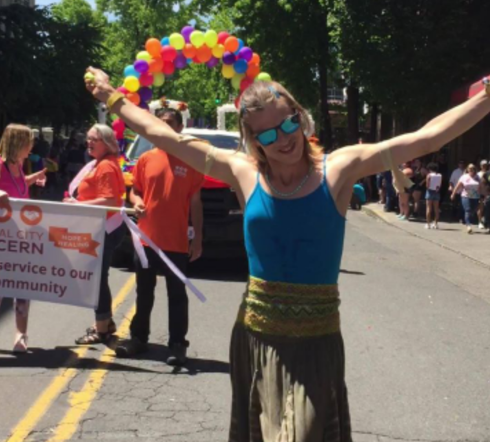 Sophie Ross in the Portland Pride Parade. June 16, 2019.