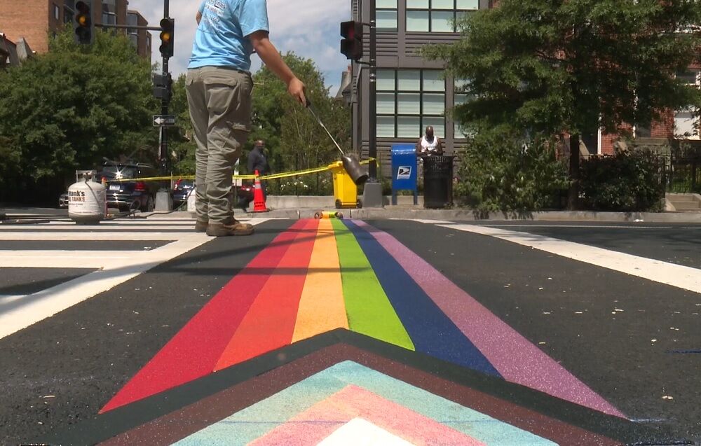 pride-cross-walk-dc-progress-flag The crosswalk installed in DC
