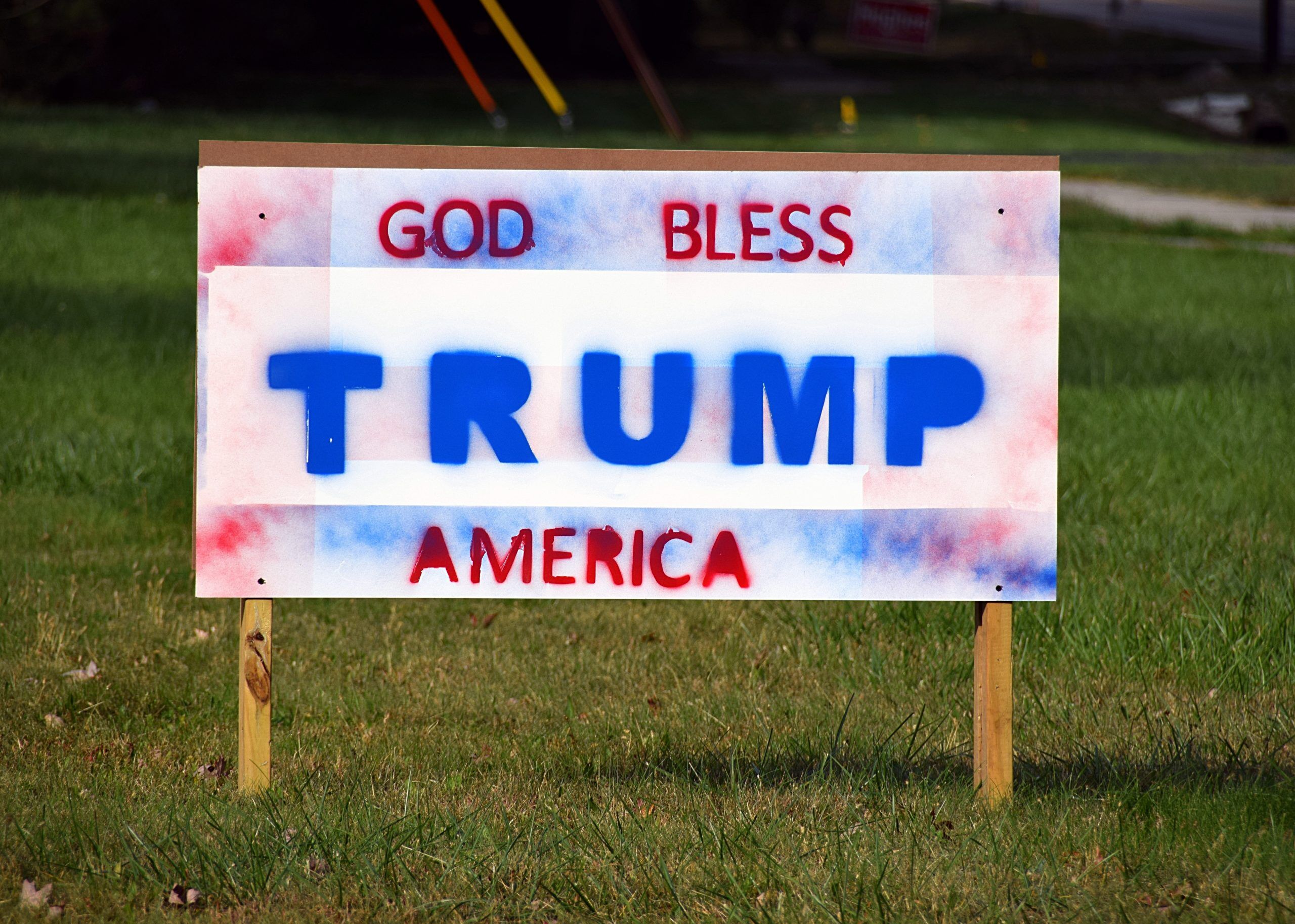 Columbus, Ohio USA, November 2016: Trump Supporter displays a home made sign in their front yard.