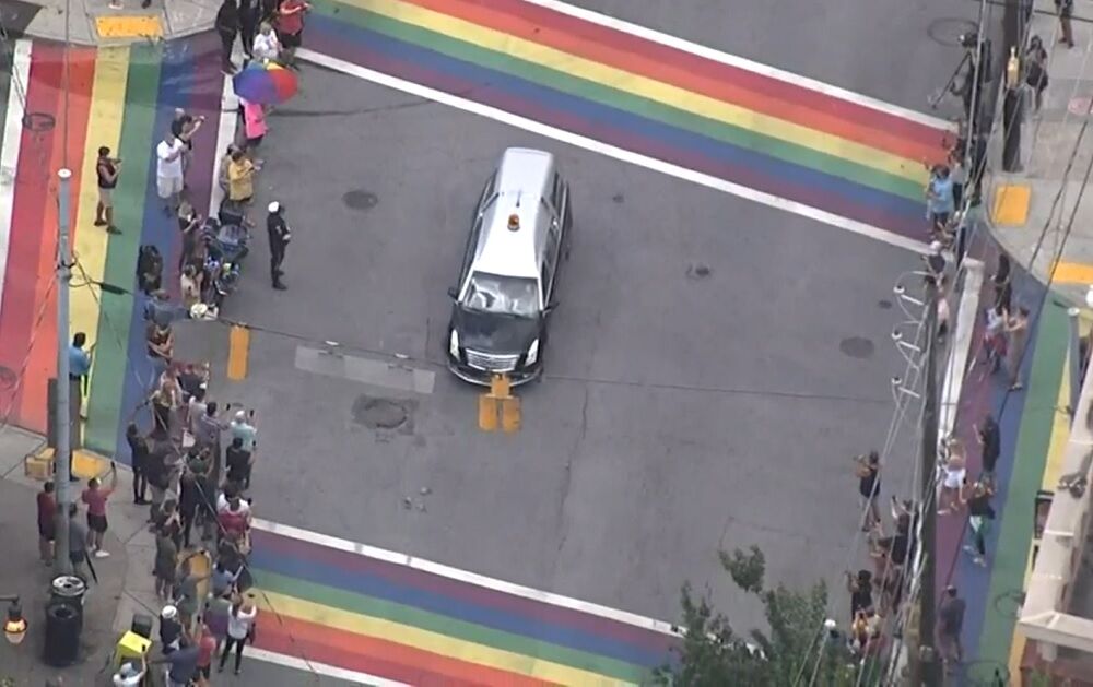 John Lewis’s motorcade stops at rainbow crosswalks to honor his support for LGBTQ people
