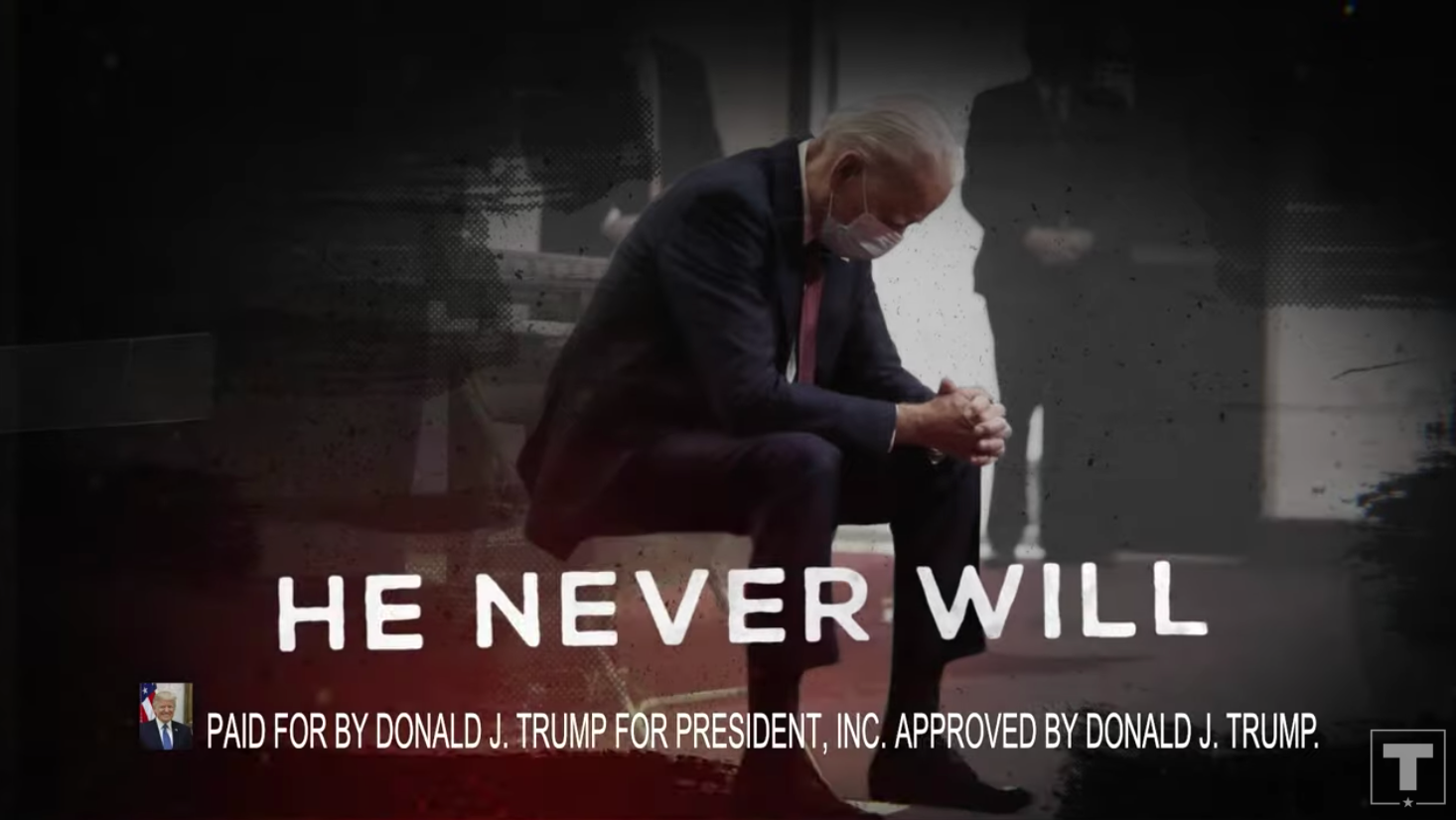 A new Trump ad mocks Joe Biden for praying