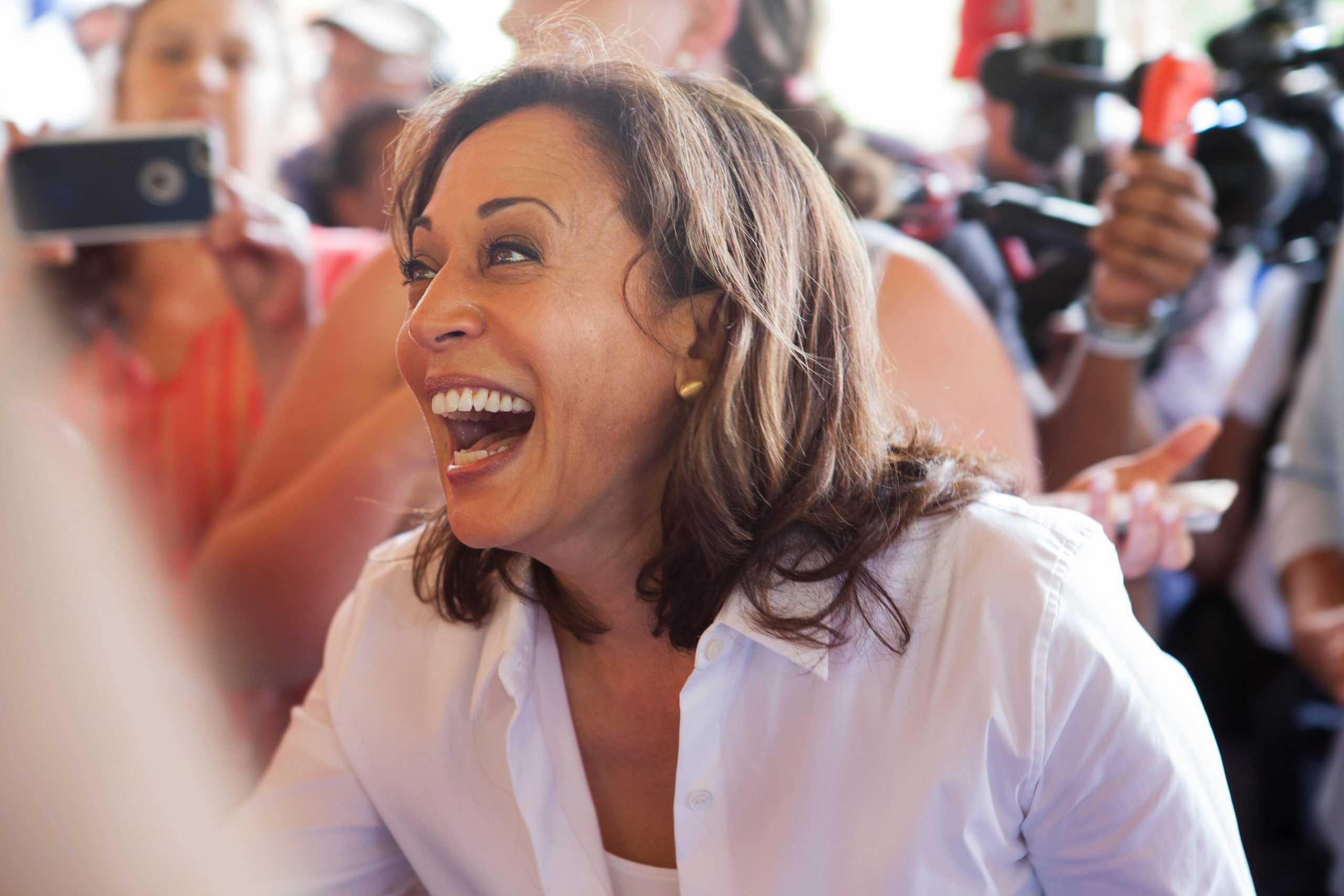 July 3, 2019. Presidential Candidate Senator Kamala Harris (D-California) speaks at the West Des Moines Democrat's Picnic at Legion Park