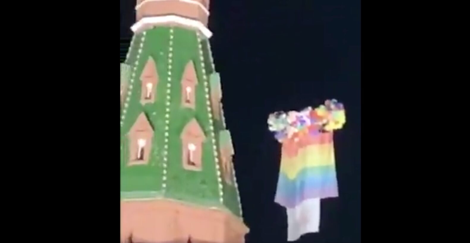 Alexander Donskoy flew a pride flag over the Kremlin using rainbow-colored balloons