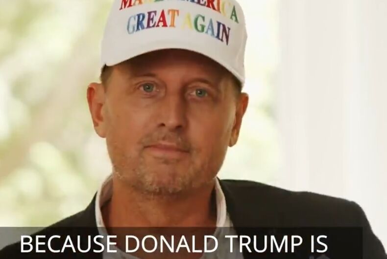 richard-grenell-maga-rainbow-confetti-birthday-cake-hat Out former ambassador Richard Grenell attempts to persuade LGBTQ voters to choose President Donald Trump in the 2020 election in a video for the Log Cabin Republicans.