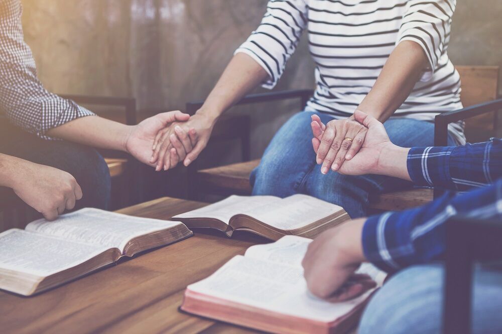 Students praying