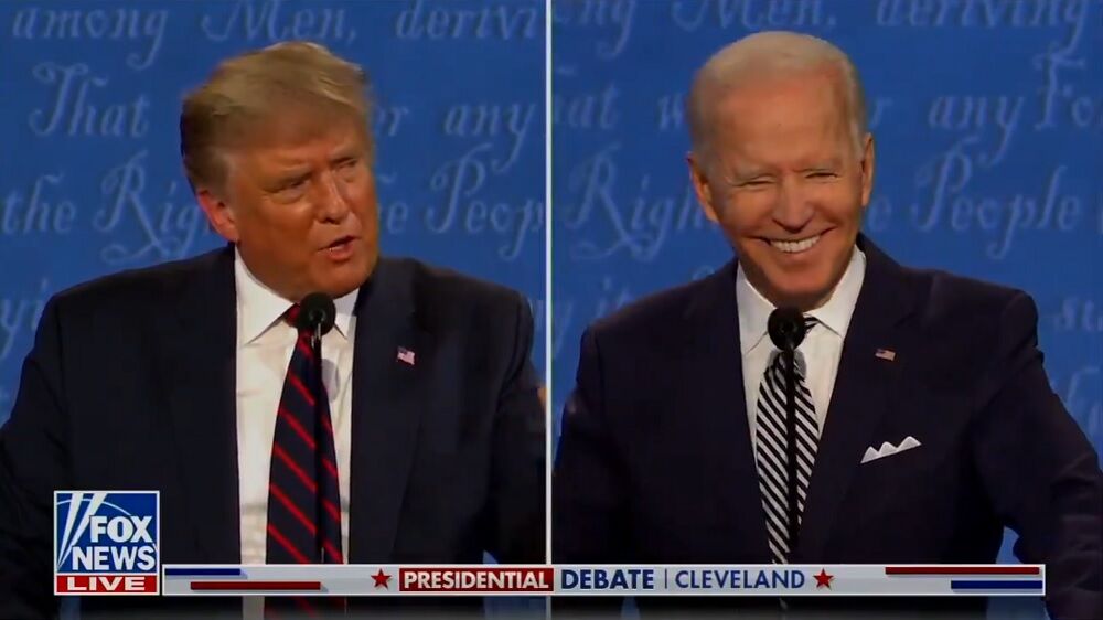 Donald Trump and Joe Biden at the presidential debate last night