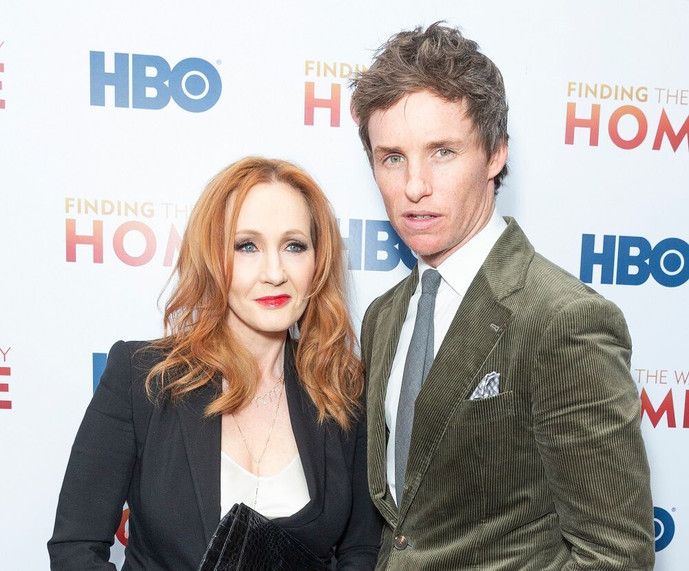J.K. Rowling and Eddie Redmayne at a December 2019 event in NYC.