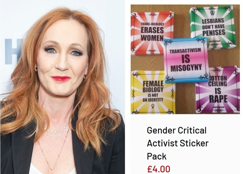 J.K. Rowling and some of the merchandise on the site she's promoting