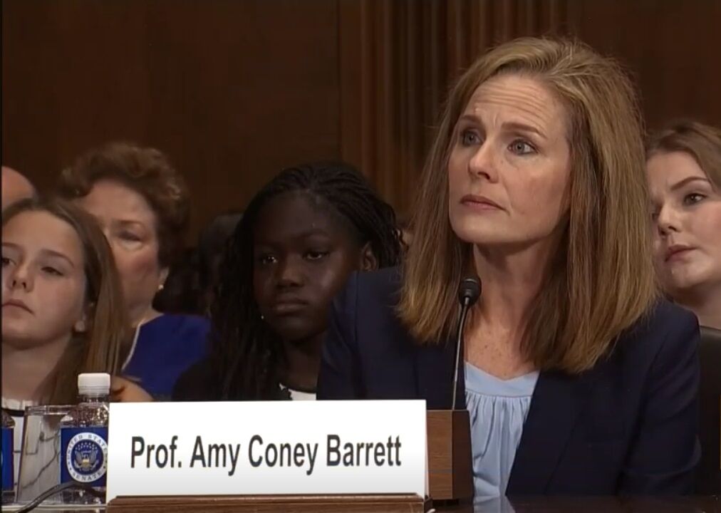 Amy Coney Barrett at her 2017 confirmation hearings for a federal judgeship.