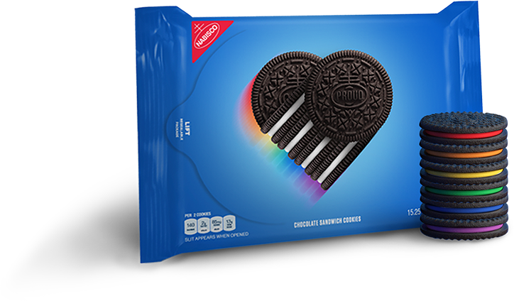 The first-ever, limited edition Rainbow OREO packs.