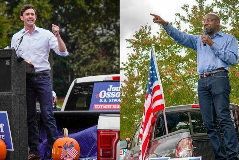 Jon-Ossoff-and-Raphael-Warnock-Truck Georgia Democratic Senate candidates Jon Ossoff (left) and Raphael Warnock (right).
