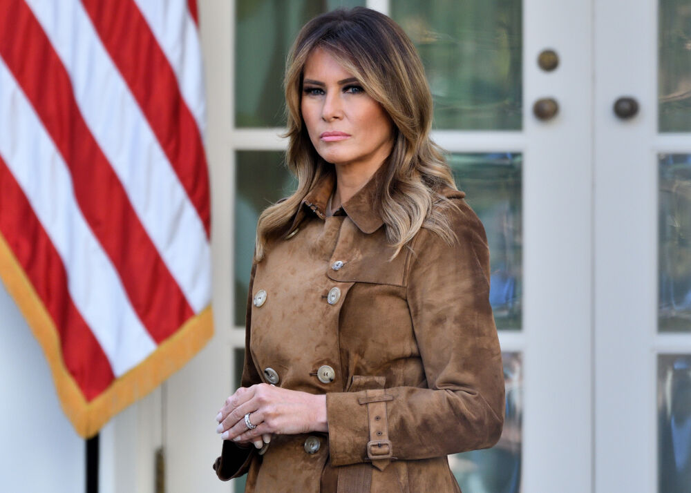 NOVEMBER 26, 2019: First Lady Melania Trump stands in the Rose Garden of the White House as the President pardons a Turkey named "Butter".