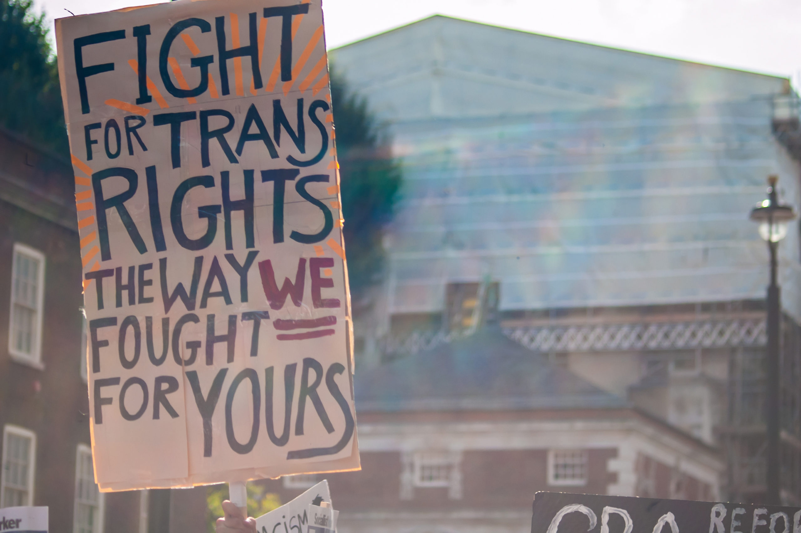 LONDON/ENGLAND- 12 September 2020: Trans rights placard at Trans Pride 2020 in London