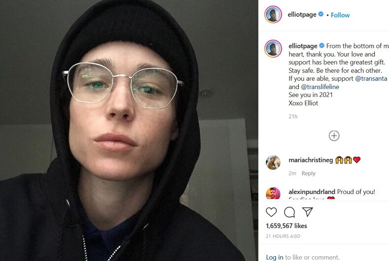 A trans woman’s grandmother thanks Elliot Page for helping them by