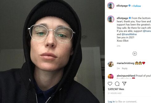 Elliot Page shares his first pic since announcing transition & thanks his fans