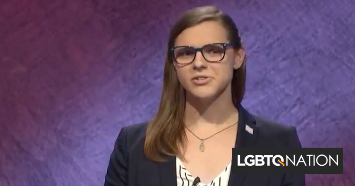 A transgender woman won Jeopardy! She wore a trans flag pin to
