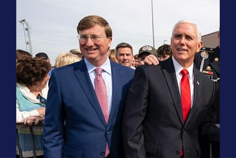 01C7A7CC-4A58-4984-82EF-D984103A8C25 Tate Reeves (left) welcoming Mike Pence (right) to Mississippi in 2019.