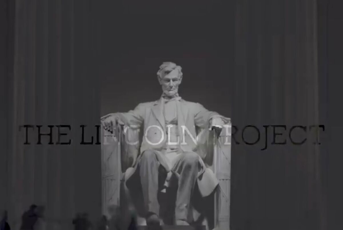 Screencap from the intro of "Lincoln Project TV" as created by the Lincoln Project