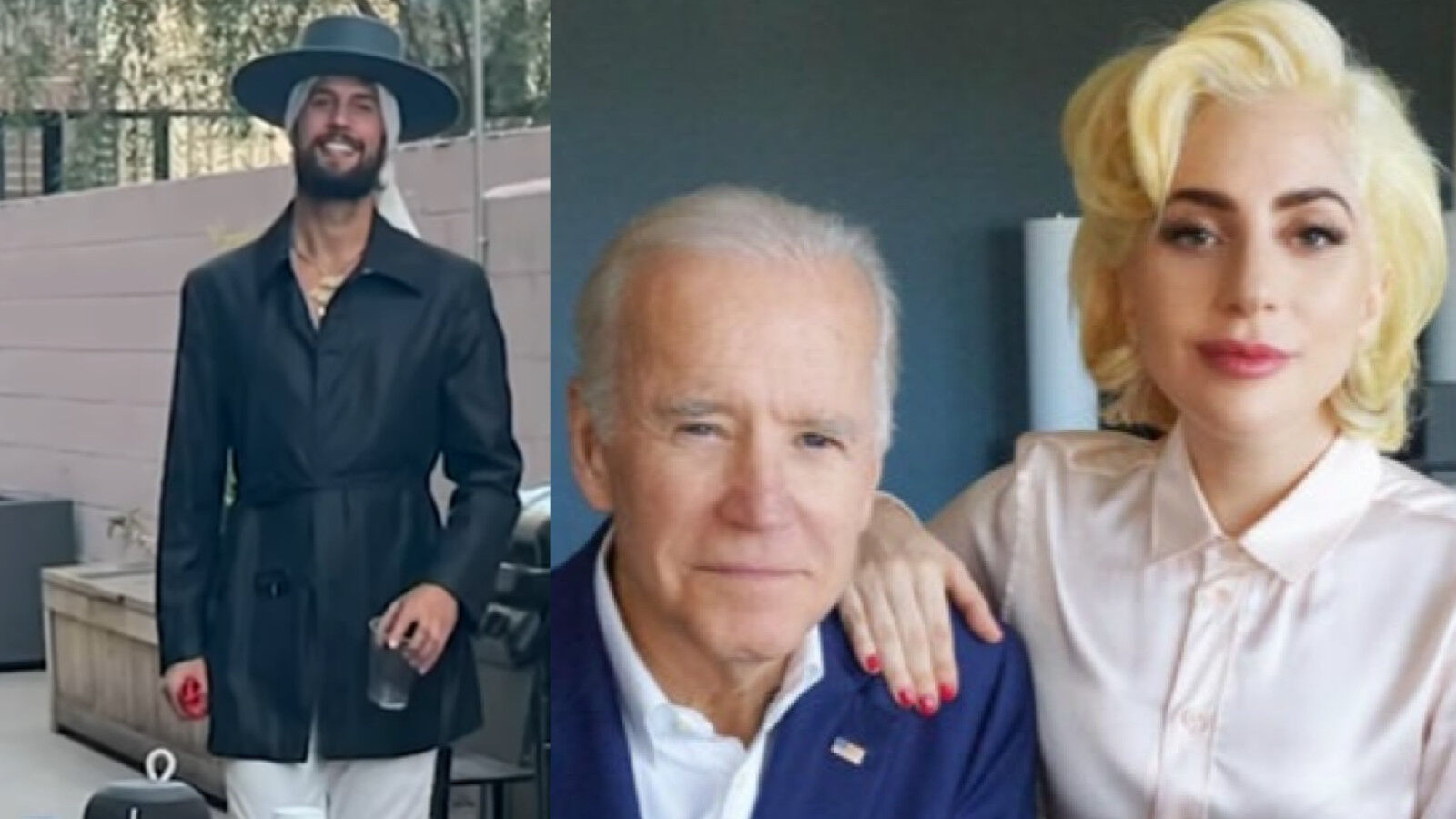 Ryan Fischer (left) and Lady Gaga (far right) with Joe Biden.