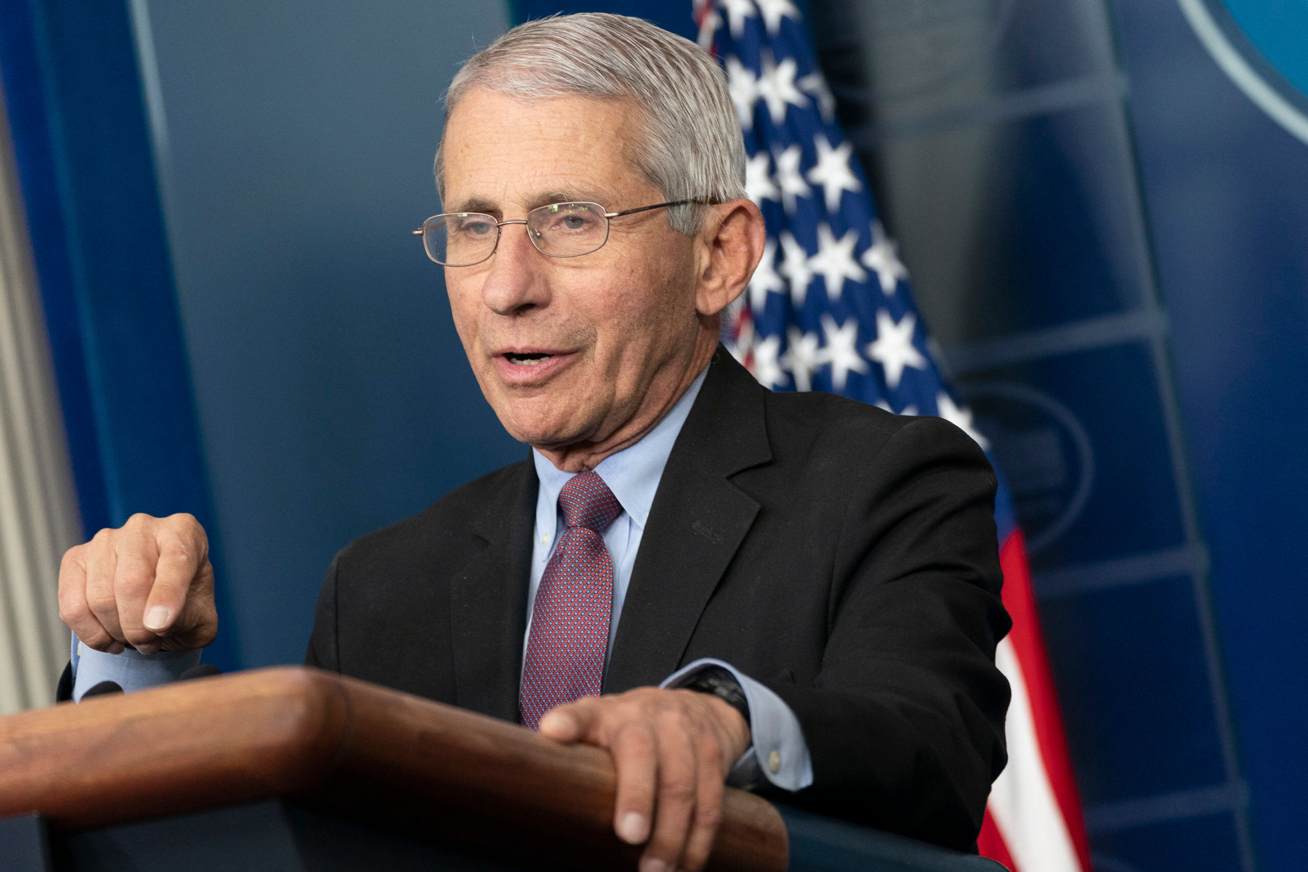 Director of the National Institute of Allergy and Infectious Diseases Dr. Anthony S. Fauci addresses his remarks and urges citizens to continue to follow the President’s coronavirus guidelines during a coronavirus (COVID-19) briefing Wednesday, April 22, 2020, in the James S. Brady White House Press Briefing Room of the White House. (Official White House Photo by Shealah Craighead)