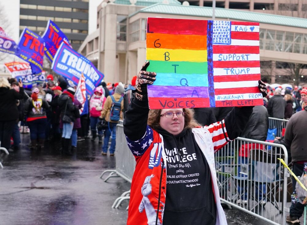 Lesbian Trump supporter at a June 14, 2020 protest in Milwaukee