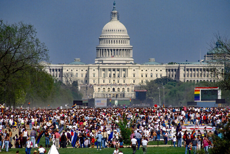 Washington,Dc,,Usa,,April,25,,1993,Hundreds,Of,Thousands,Of Washington DC, USA, April 25, 1993 Hundreds of thousands of LGBT people marched past the White House to listen to speakers at the Capitol