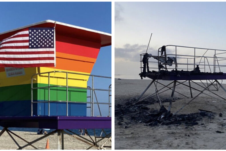 12818508-3B31-4FCA-B086-DFC402C84318 The Pride lifeguard station on Long Beach before and after the fire on March 23, 2021.