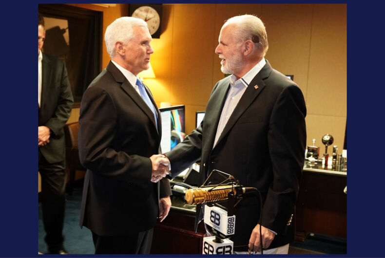 55E01420-C565-4D72-858C-0BD2783E642D Mike Pence (left) and Rush Limbaugh after Pence appeared on his radio show