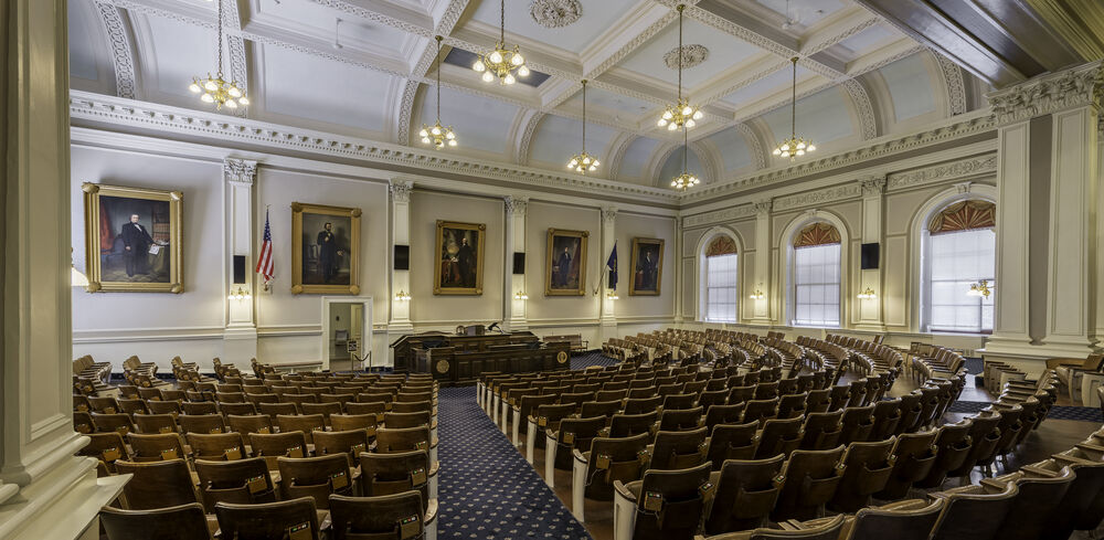 Rep's Hall, or House of Representatives chamber of the New Hampshire State House on July 28, 2015 in Concord, New Hampshire