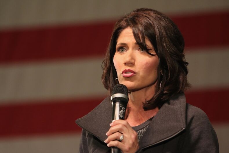 kristi-noem-wut SIOUX CENTER, IOWA - JANUARY 16, 2016: U.S. Representative Kristi Noem speaks at a Republican political rally in Iowa.