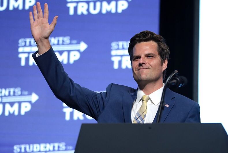 matt-gaetz-donald-trump Rep. Matt Gaetz at a June 2020 Trump campaign event.