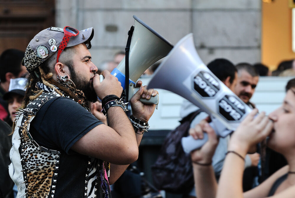 Demonstration of struggle transgender, transsexual and intersex at Pelai street, near to Plaza Catalunya on October 17, 2009 in Barcelona, Spain.