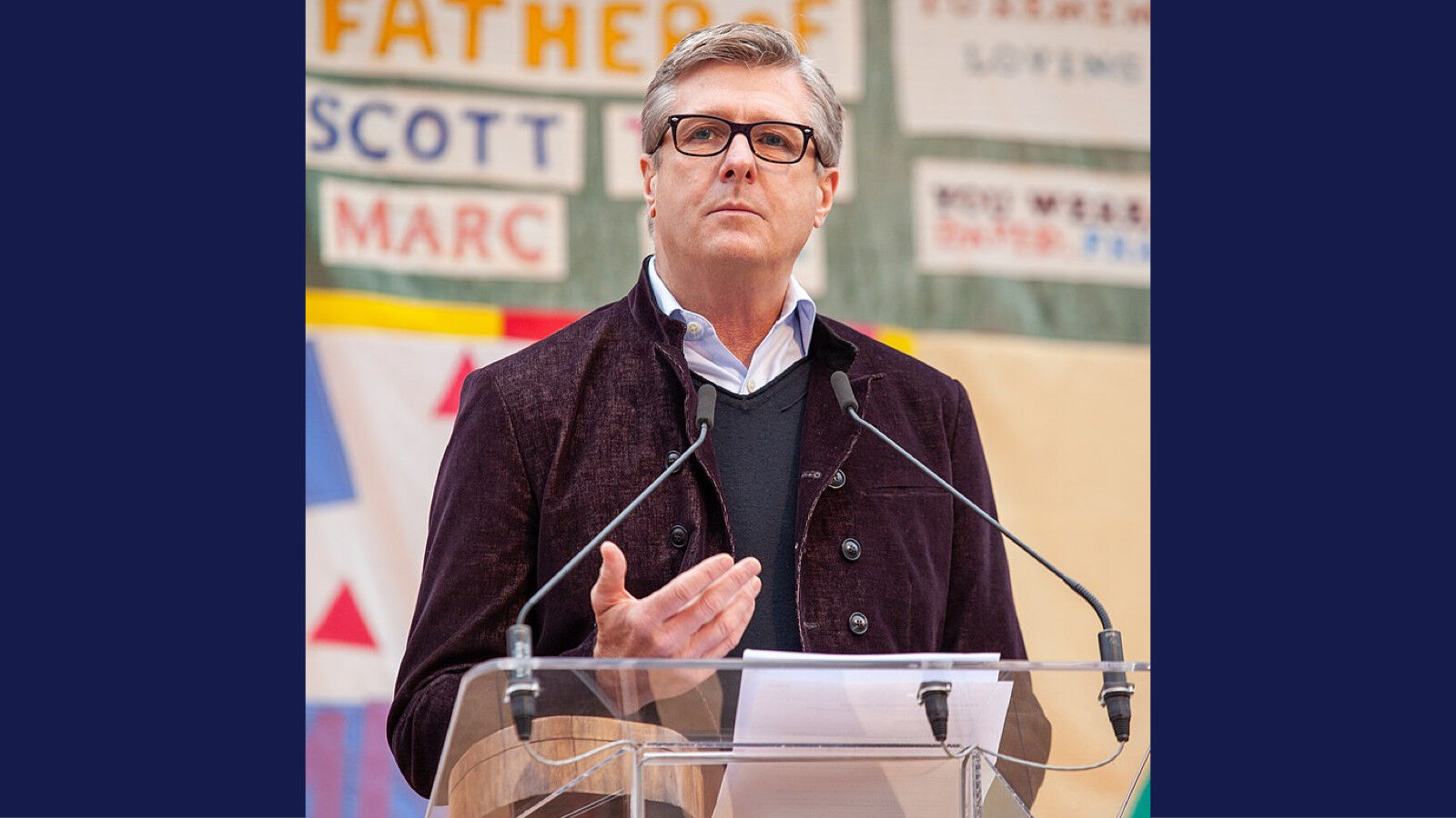 National Basketball Association executive Rick Welts speaks at the National AIDS Memorial on World AIDS Day 2019.