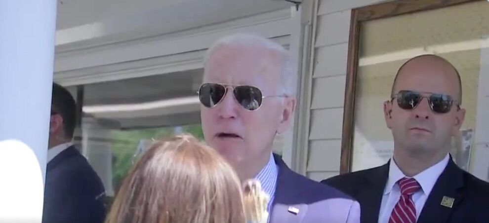 President Joe Biden addresses reporters outside the Honey Hut in Cleveland, OH