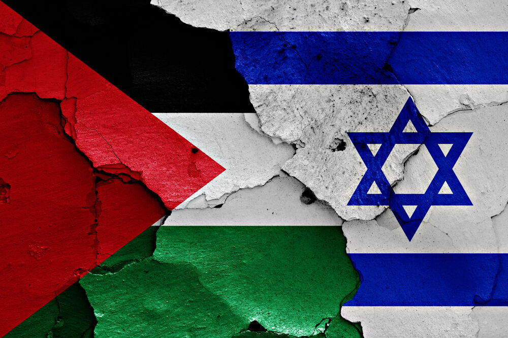 Palestinian and Israeli flag overlapping