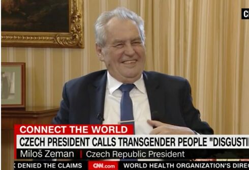Czech President calls trans people “disgusting” & declares he’s sick of “suffragettes”