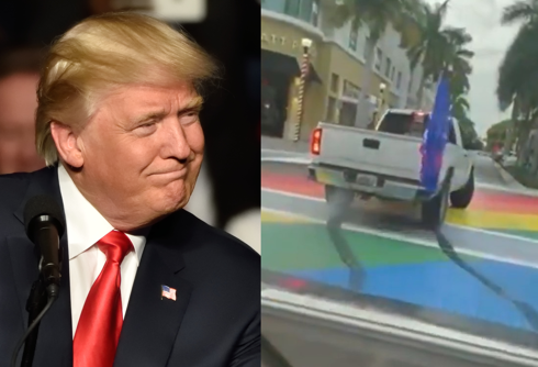 Florida man arrested for destroying rainbow crosswalk during rally to celebrate Trump’s birthday