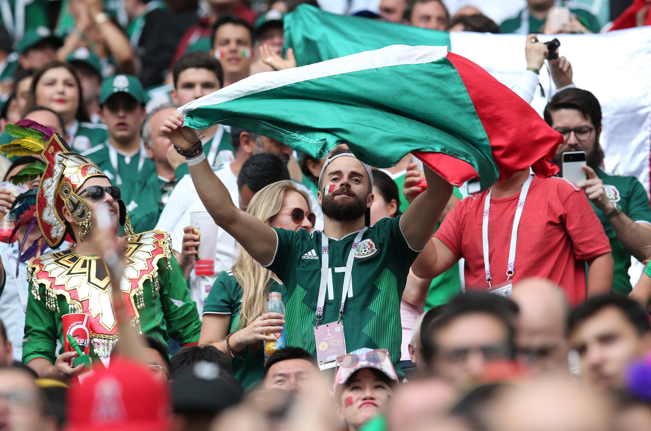Mexicans fans celebrate Lozano gol in Fifa World Cup Russia 2018, Group F, football match between GERMANY v MEXICO in Luzhniki Stadium in Moscow.