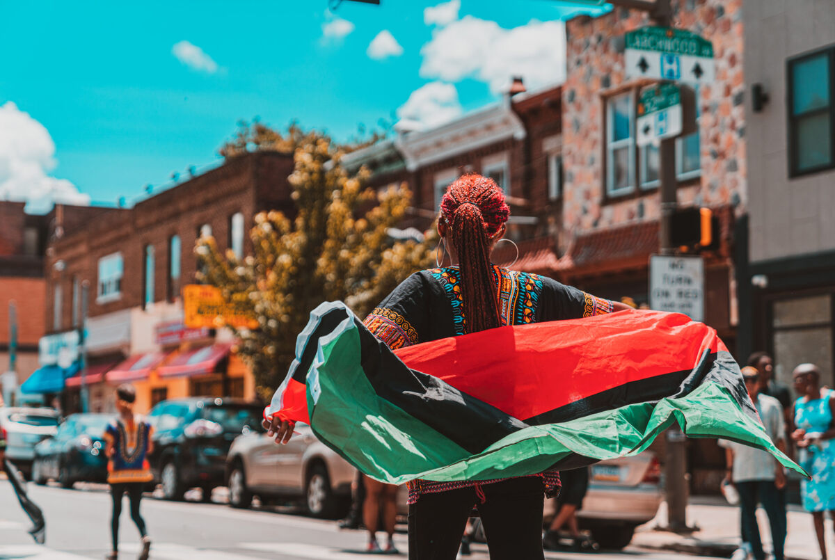 Philadelphia, PA / USA - June 22 2019: Juneteenth Parade Philadelphia at Malcolm X Park African American Independence Day