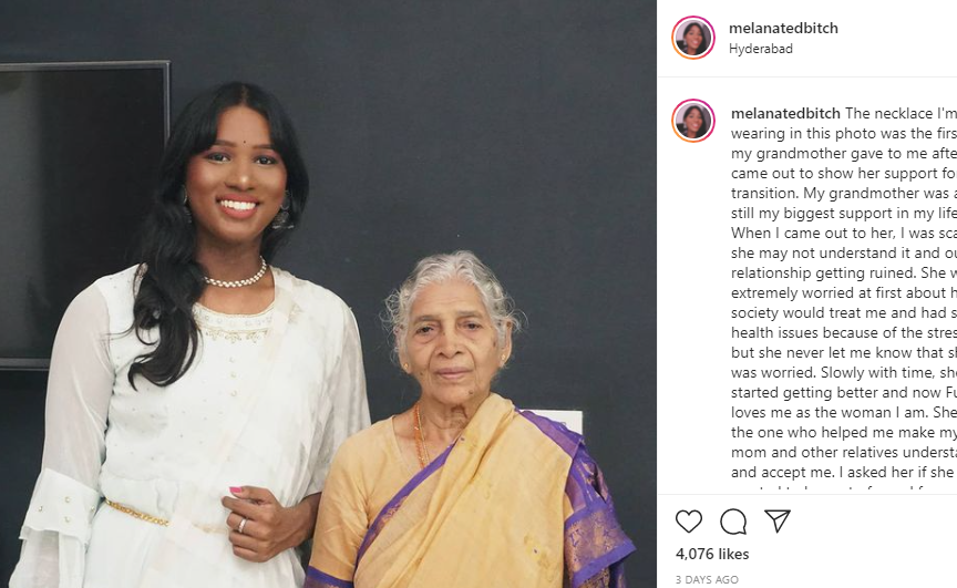 Kali, a trans woman (left), and her more-than-accepting grandmother (right).
