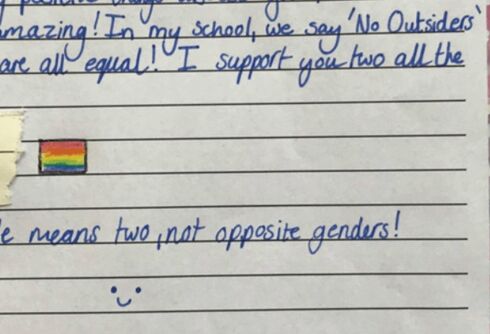 Granny lost her appetite when she saw a gay couple on TV. A 9-year-old girl had the best response.