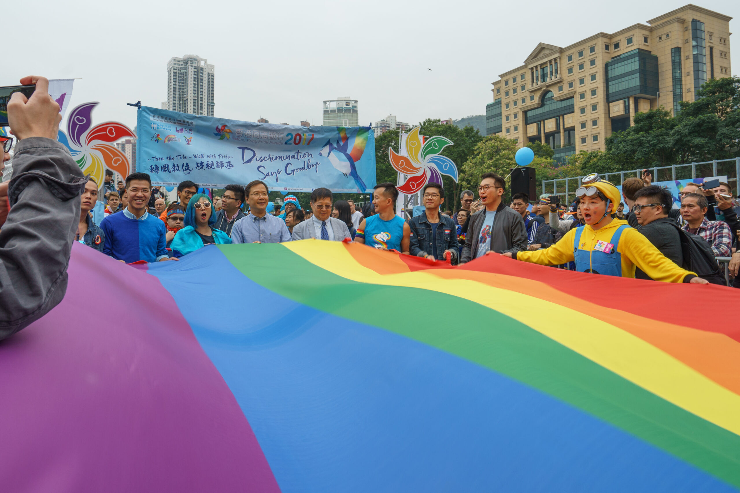 HONG KONG, CHINA - NOV 25, 2017: Members of the Legislative Council and NGOs join the pride parade in support minority rights.