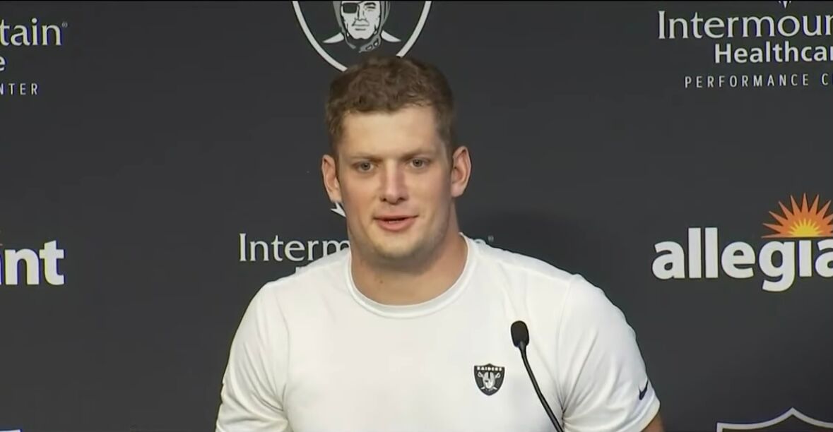 Carl Nassib speaking at a preseason press conference