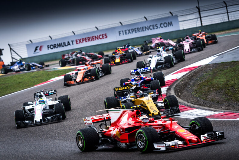 Shanghai, China - April 9, 2017: start the F1 race at Formula One Chinese Grand Prix at Shanghai Circuit.