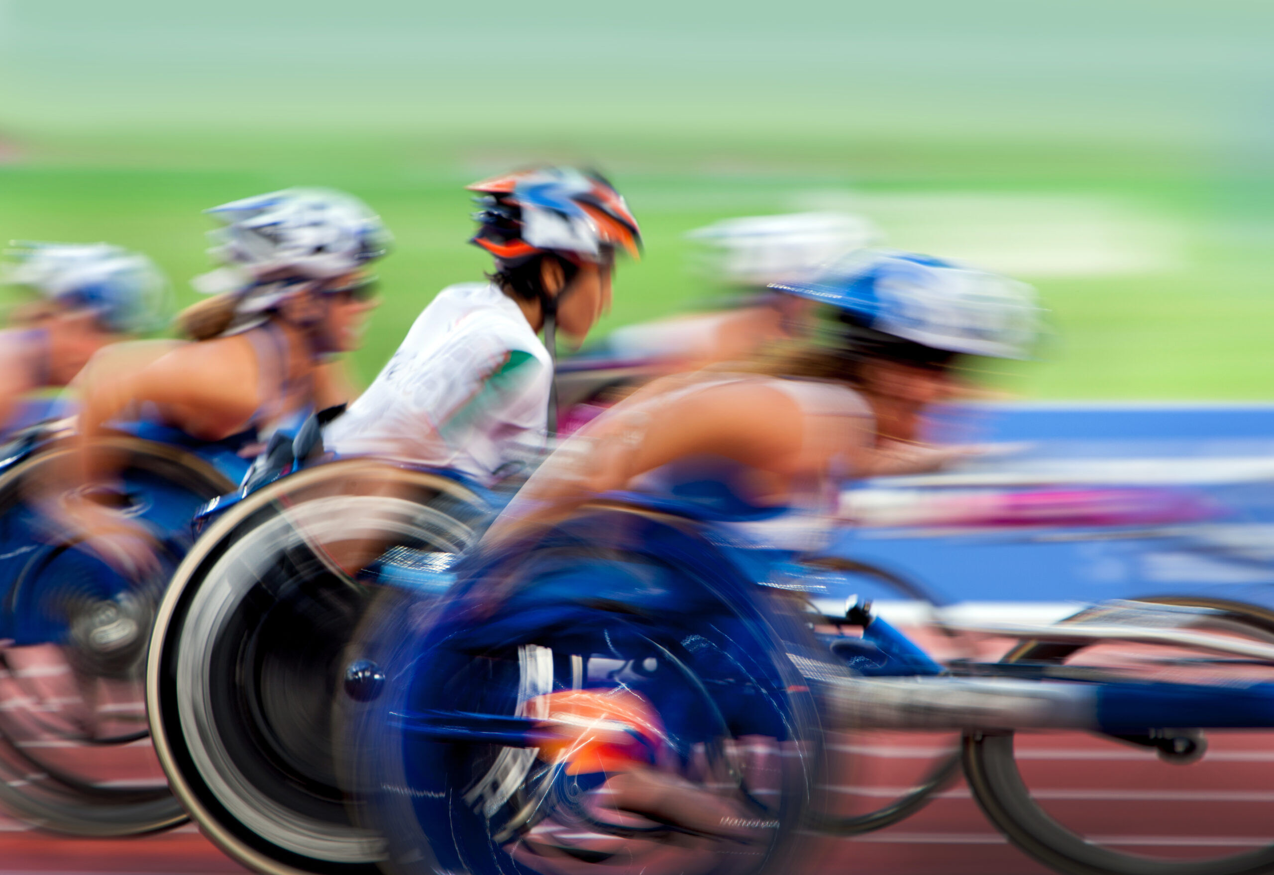 finishing spurt wheelchair in motion at the stadium
