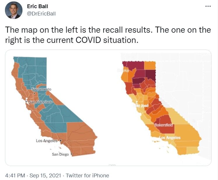 California is divided along political and COVID-19 lines.