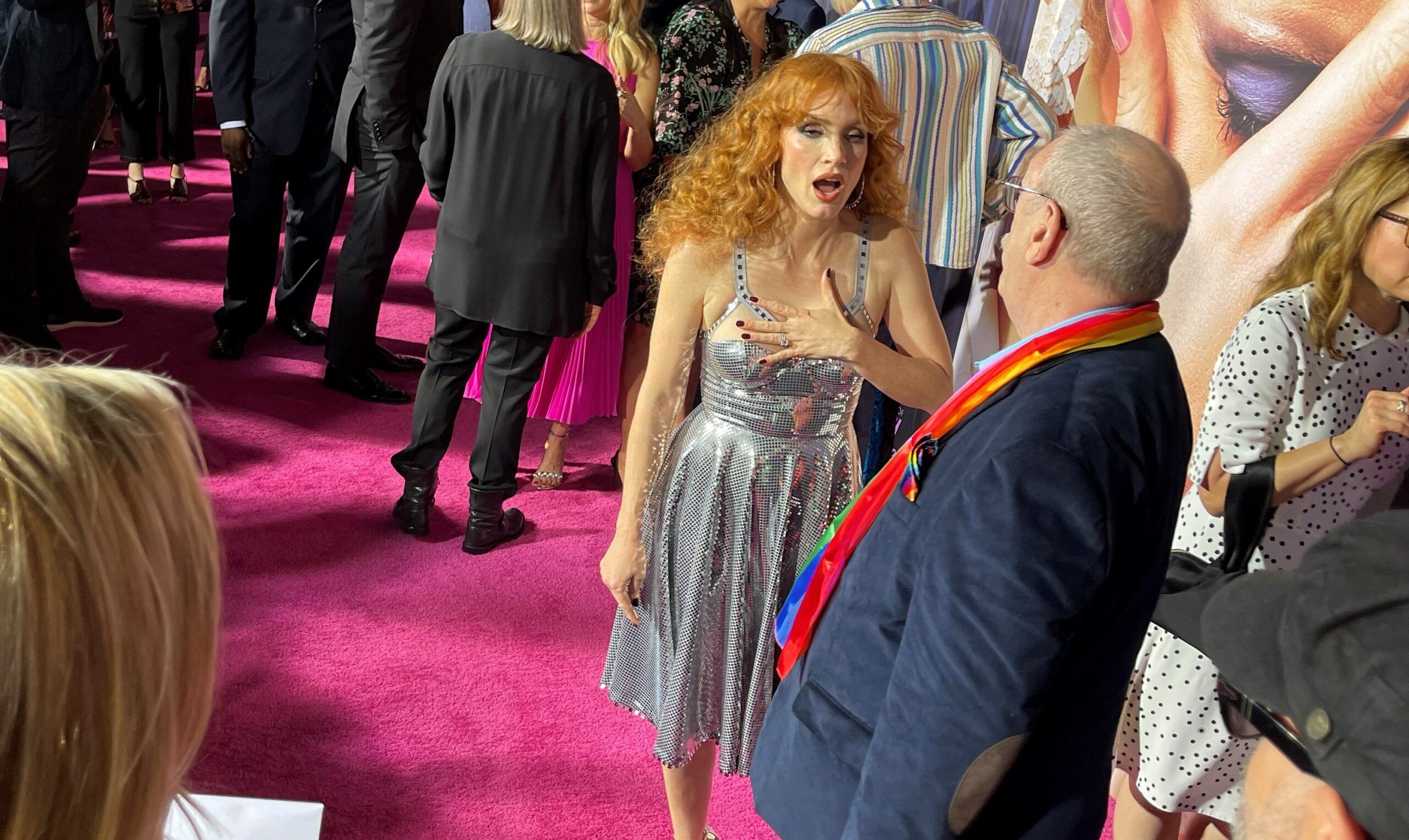 Jessica Chastain spots Rev. Steve Pieters on the red carpet and realizes who he is.