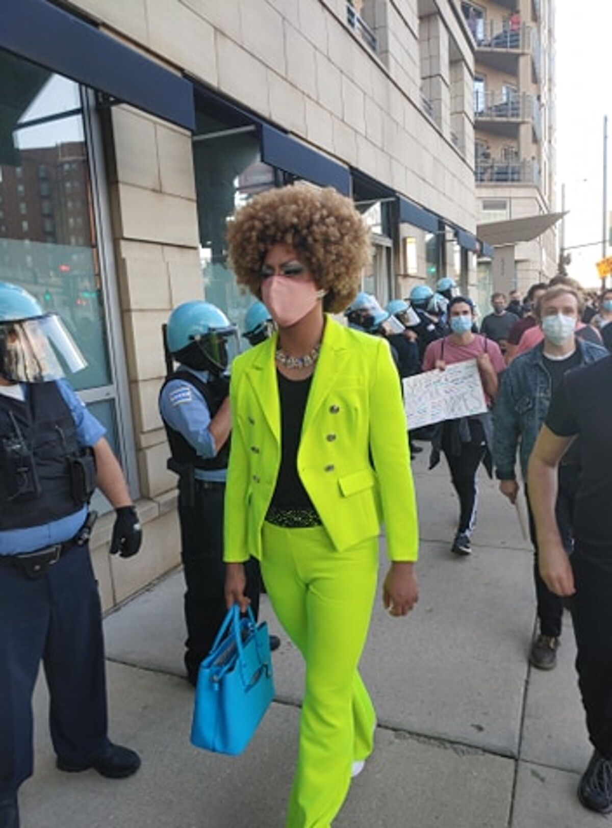 Jo MaMa walking in a Black Lives Matter demonstration on June 1, 2020.