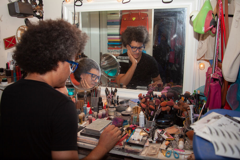 Jo MaMa at their makeup station at their home in Chicago’s Edgewater neighborhood.