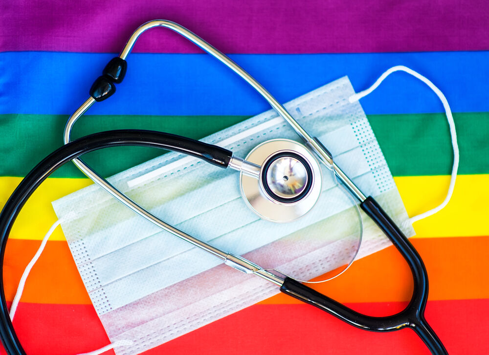 Rainbow and stethoscope and mask